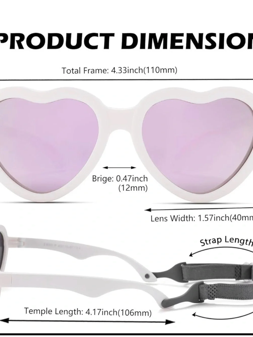 Flexible Heart-Shaped Polarized Sunglasses for Baby 0-24 months